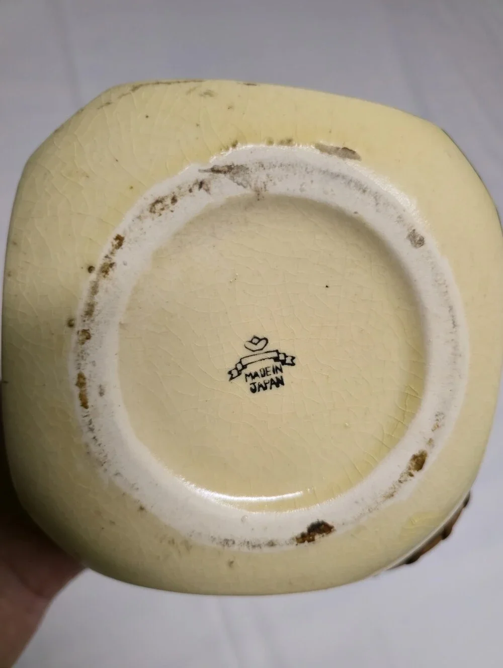 Vintage Japanese Ceramic Hexagonal Tea/Biscuit Canister with Woven Handle